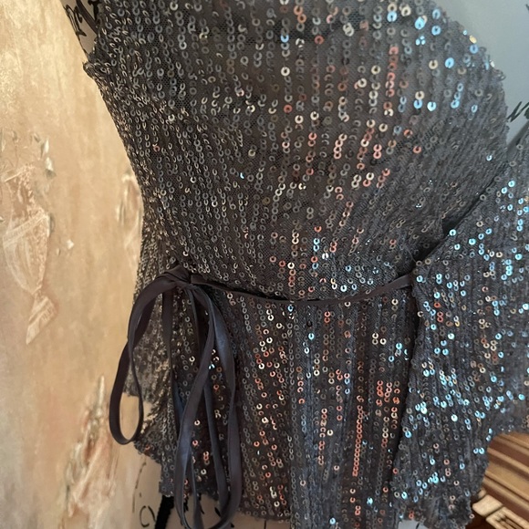 ZARA SILVER SEQUIN WRAP TOP NWT - Picture 6 of 6